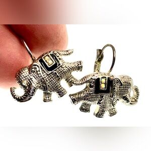 3 for $30 Vintage Silver Tone Elephant Pierced Earrings Aurora Borealis Crystals